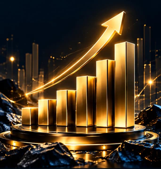 Golden bar chart illustration